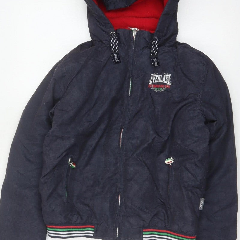 Everlast Boys Blue 13 Years Hooded Padded Bomber Jacket Full Zip