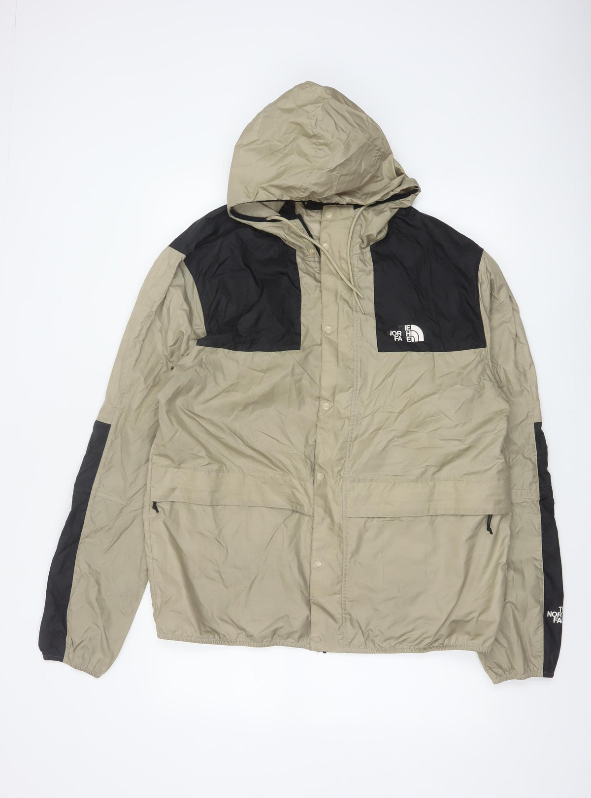 The North Face Men’s XL Beige Black Hooded Windbreaker Jacket