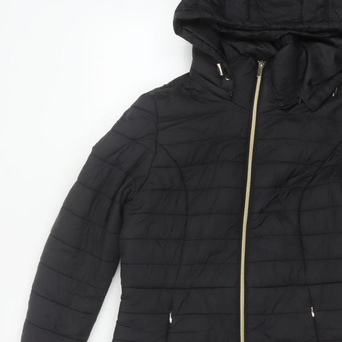 F&F Women's Black UK 8 Hooded Quilted Puffer Jacket