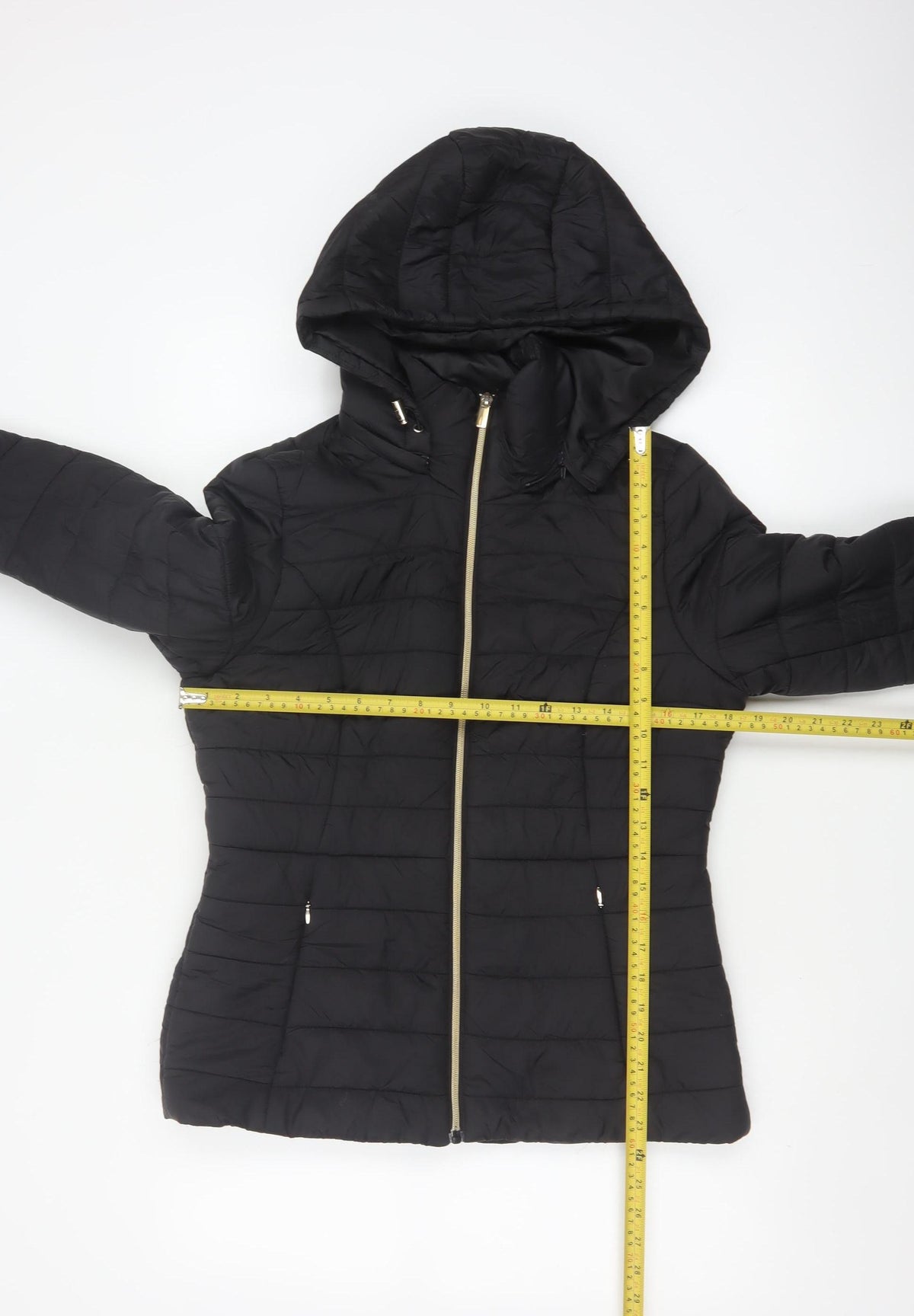 F&F Women's Black UK 8 Hooded Quilted Puffer Jacket