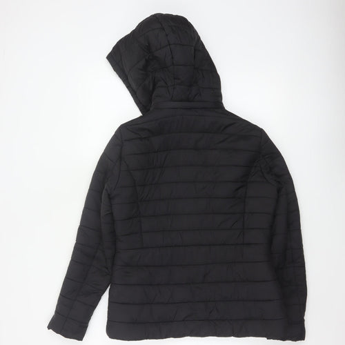 F&F Women's Black UK 8 Hooded Quilted Puffer Jacket