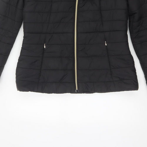 F&F Women's Black UK 8 Hooded Quilted Puffer Jacket