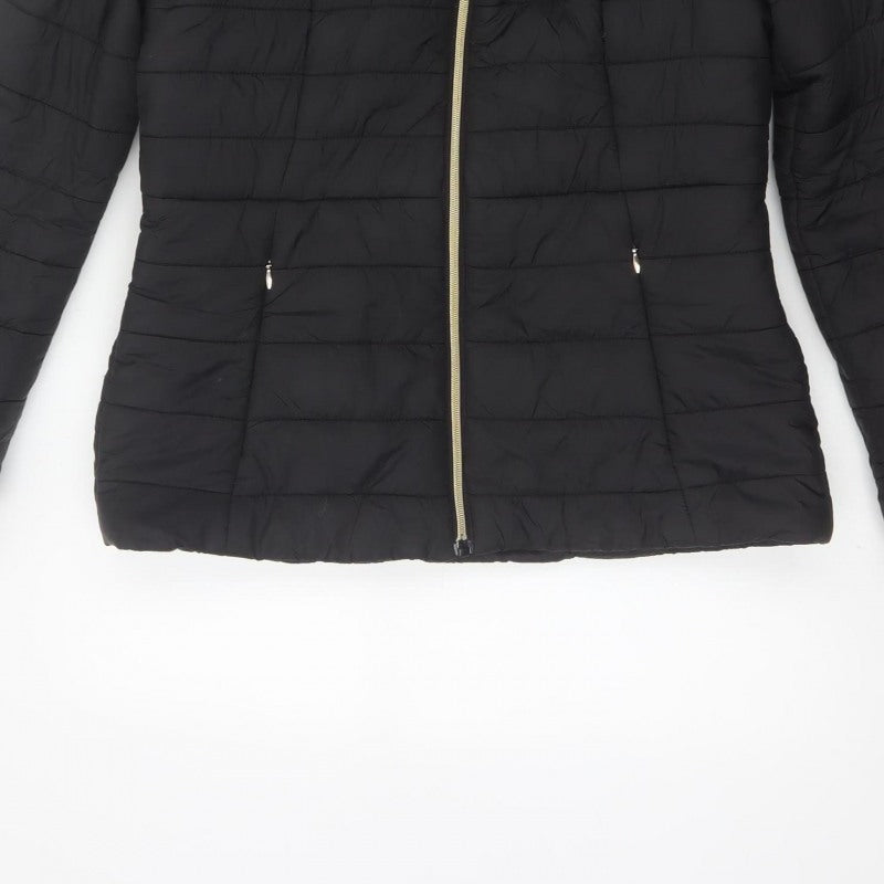 F&F Women's Black UK 8 Hooded Quilted Puffer Jacket