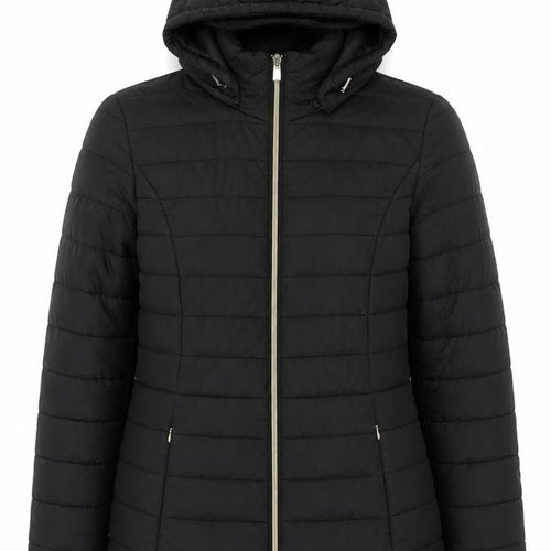 F&F Women's Black UK 8 Hooded Quilted Puffer Jacket
