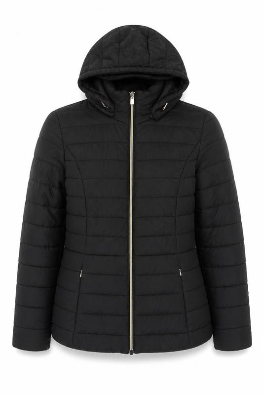 F&F Women's Black UK 8 Hooded Quilted Puffer Jacket