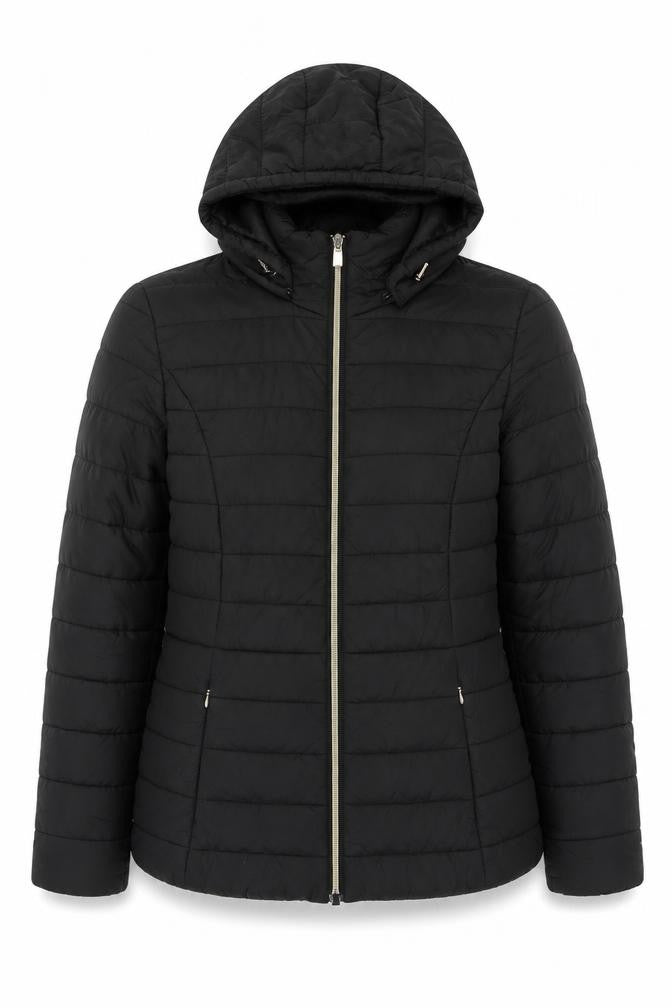 F&F Women's Black UK 8 Hooded Quilted Puffer Jacket
