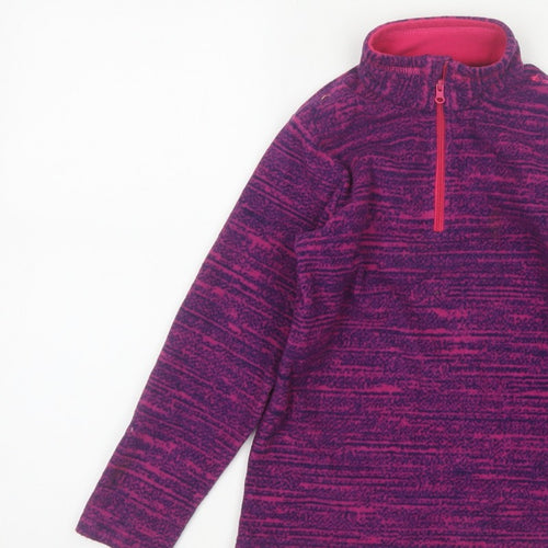 Decathlon Girls Purple Fleece 1/4 Zip Pullover Sweatshirt 6 Years