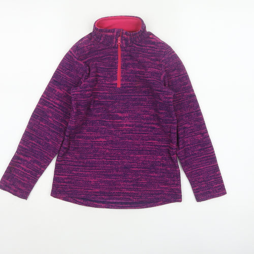 Decathlon Girls Purple Fleece 1/4 Zip Pullover Sweatshirt 6 Years