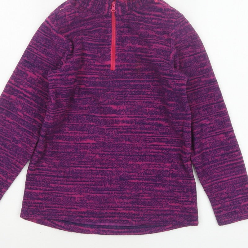 Decathlon Girls Purple Fleece 1/4 Zip Pullover Sweatshirt 6 Years