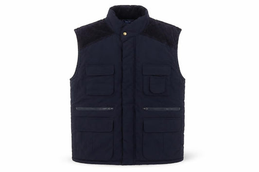 Boston 103 Men's Blue M Padded Utility Waistcoat Corduroy Trim