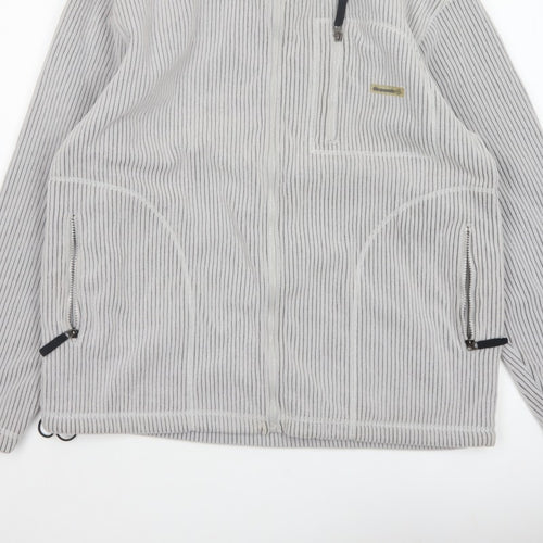 72 Oceanic Men’s Grey Striped Fleece Thermal Tech Jacket Size M Full Zip