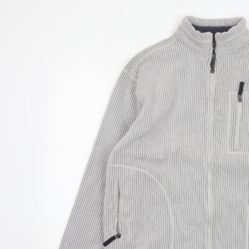 72 Oceanic Men’s Grey Striped Fleece Thermal Tech Jacket Size M Full Zip