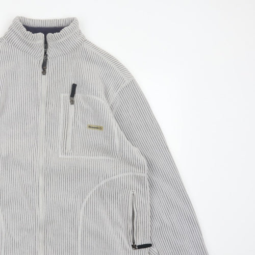 72 Oceanic Men’s Grey Striped Fleece Thermal Tech Jacket Size M Full Zip
