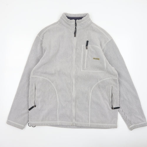 72 Oceanic Men’s Grey Striped Fleece Thermal Tech Jacket Size M Full Zip