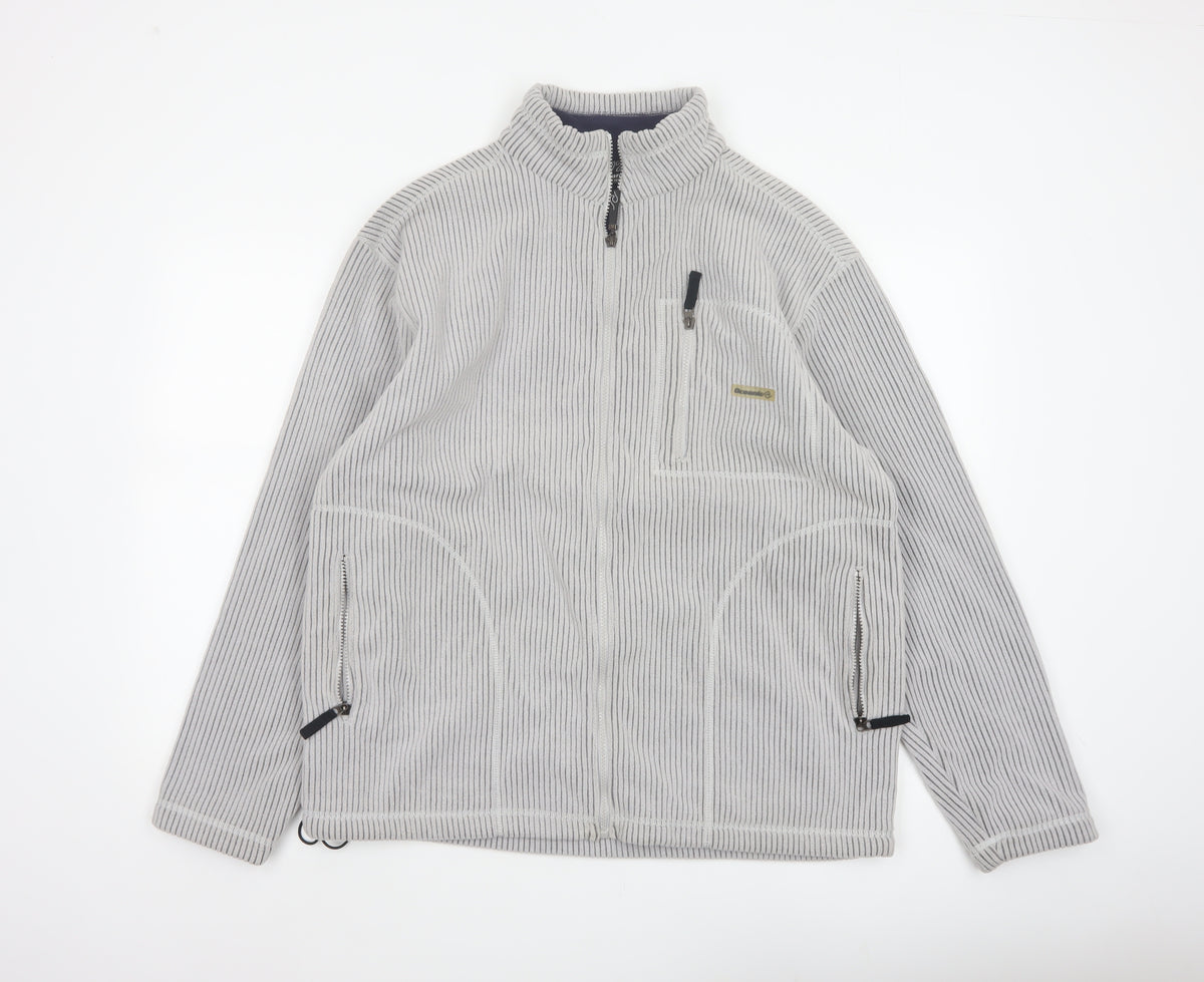 72 Oceanic Men’s Grey Striped Fleece Thermal Tech Jacket Size M Full Zip