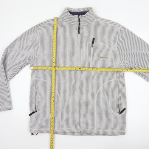72 Oceanic Men’s Grey Striped Fleece Thermal Tech Jacket Size M Full Zip