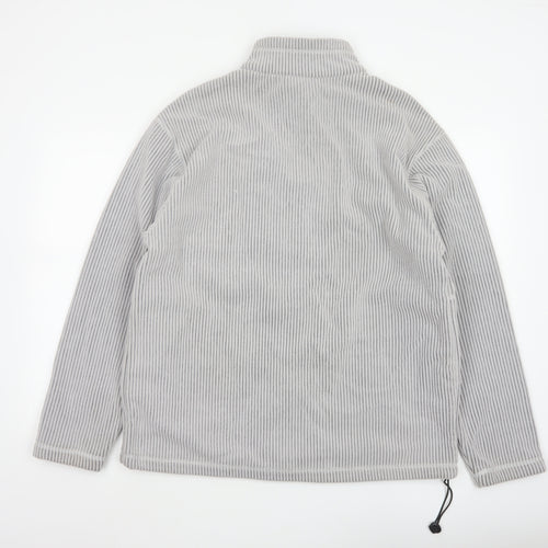 72 Oceanic Men’s Grey Striped Fleece Thermal Tech Jacket Size M Full Zip