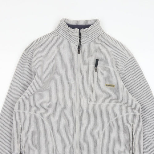 72 Oceanic Men’s Grey Striped Fleece Thermal Tech Jacket Size M Full Zip