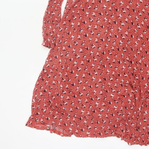 Boden Women Red Floral V-Neck Fit & Flare Knee Dress UK 12