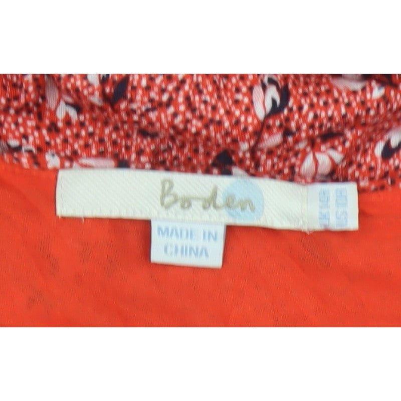 Boden Women Red Floral V-Neck Fit & Flare Knee Dress UK 12