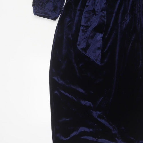 Boden Women Blue UK 10 Velvet Sheath Knee Length Party Dress