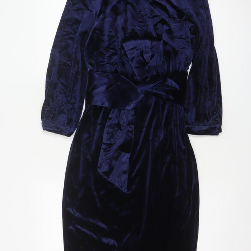 Boden Women Blue UK 10 Velvet Sheath Knee Length Party Dress