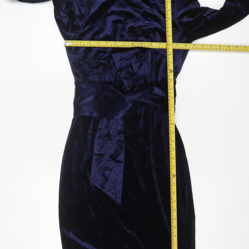 Boden Women Blue UK 10 Velvet Sheath Knee Length Party Dress