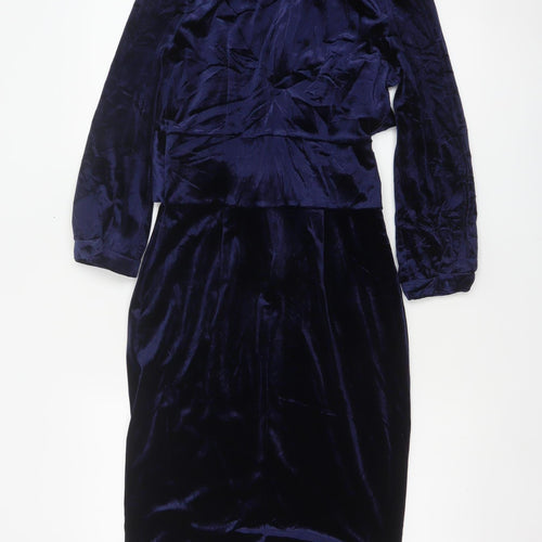 Boden Women Blue UK 10 Velvet Sheath Knee Length Party Dress