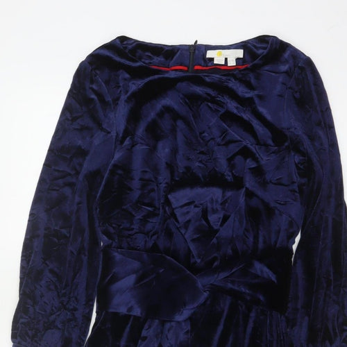 Boden Women Blue UK 10 Velvet Sheath Knee Length Party Dress