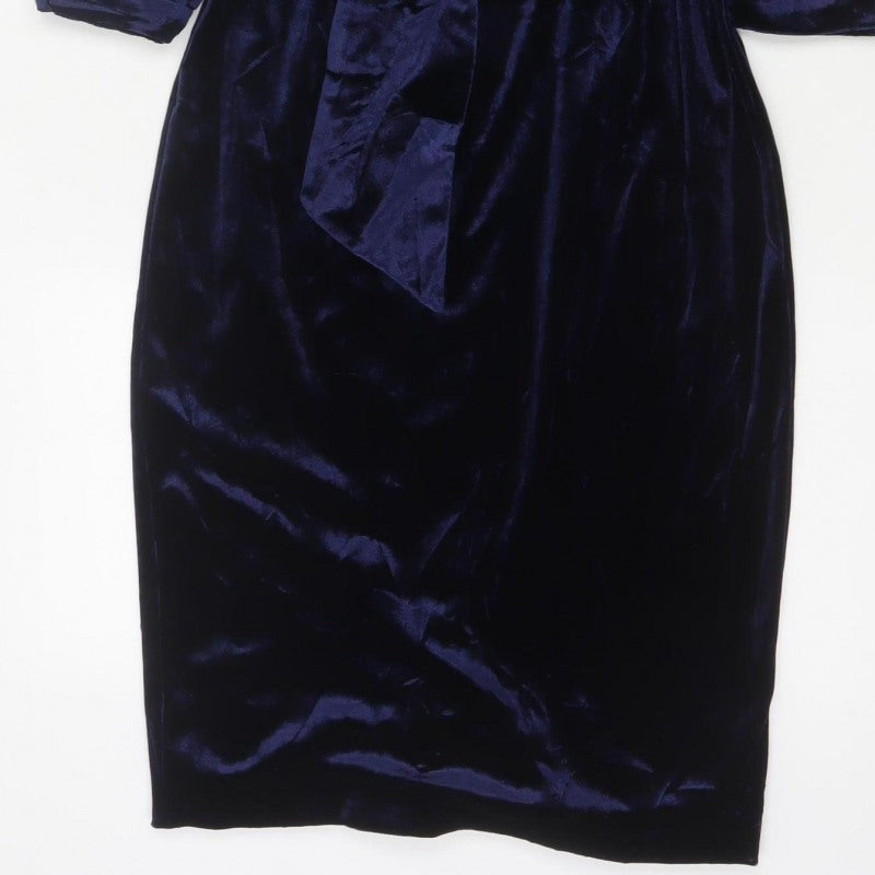 Boden Women Blue UK 10 Velvet Sheath Knee Length Party Dress