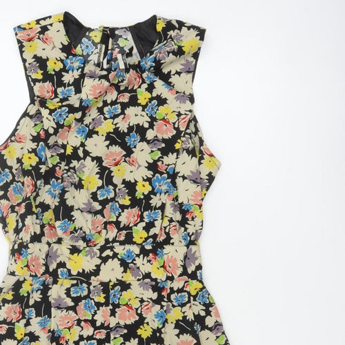 Topshop Women’s Multicoloured Floral Playsuit UK 12 Sleeveless Zip