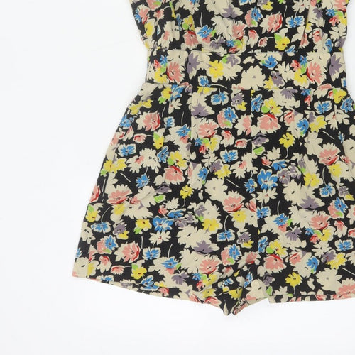 Topshop Women’s Multicoloured Floral Playsuit UK 12 Sleeveless Zip