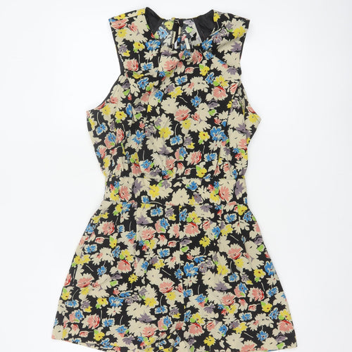 Topshop Women’s Multicoloured Floral Playsuit UK 12 Sleeveless Zip