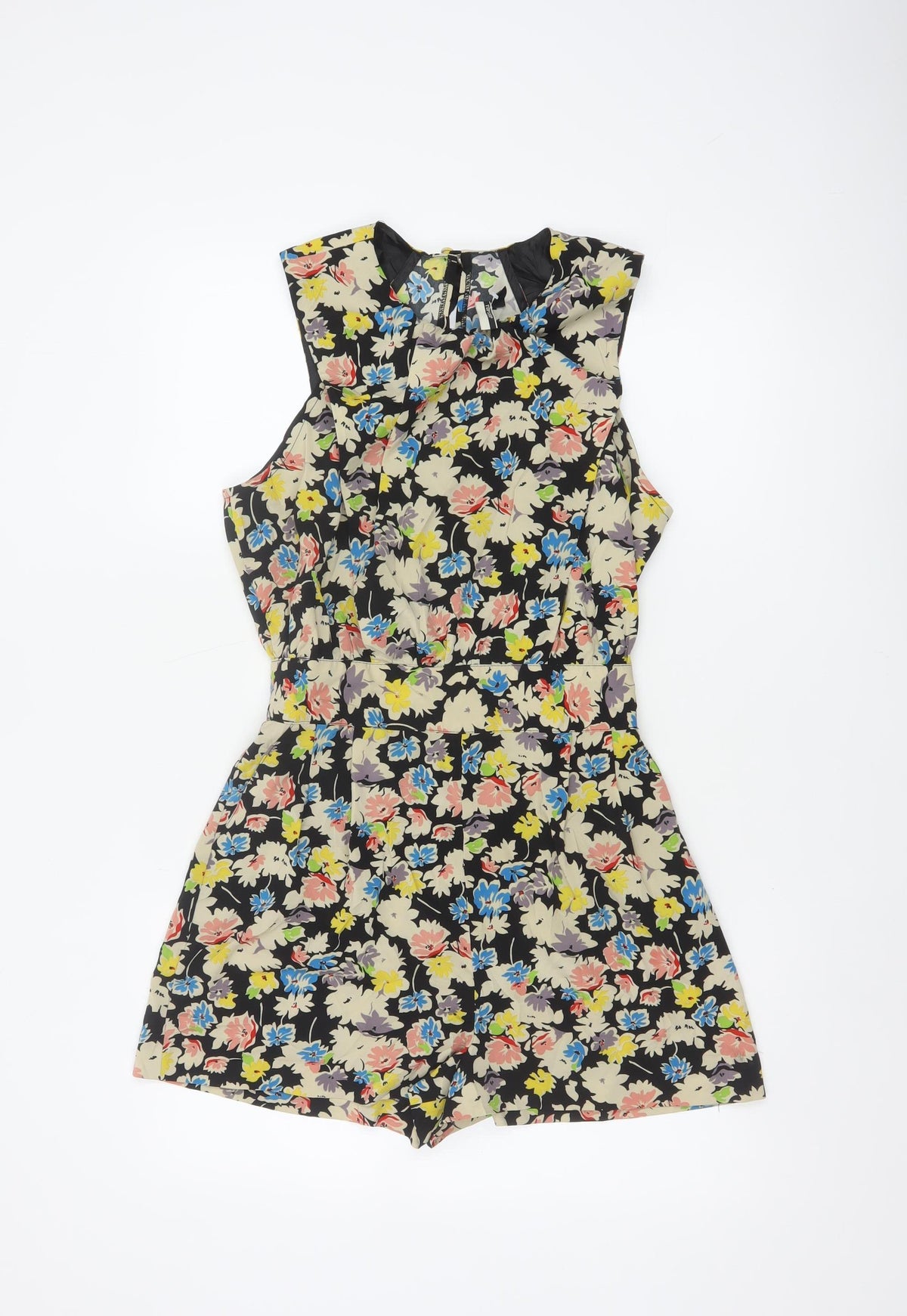 Topshop Women’s Multicoloured Floral Playsuit UK 12 Sleeveless Zip