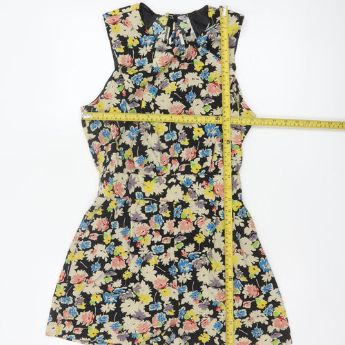 Topshop Women’s Multicoloured Floral Playsuit UK 12 Sleeveless Zip