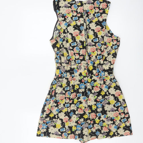 Topshop Women’s Multicoloured Floral Playsuit UK 12 Sleeveless Zip