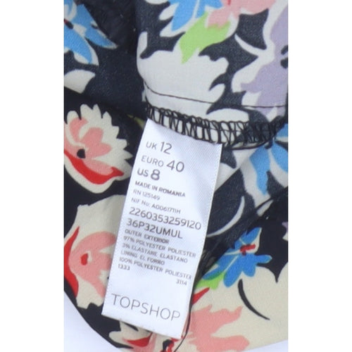 Topshop Women’s Multicoloured Floral Playsuit UK 12 Sleeveless Zip