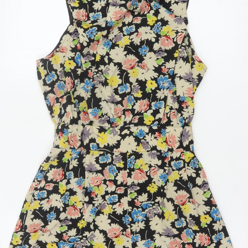 Topshop Women’s Multicoloured Floral Playsuit UK 12 Sleeveless Zip