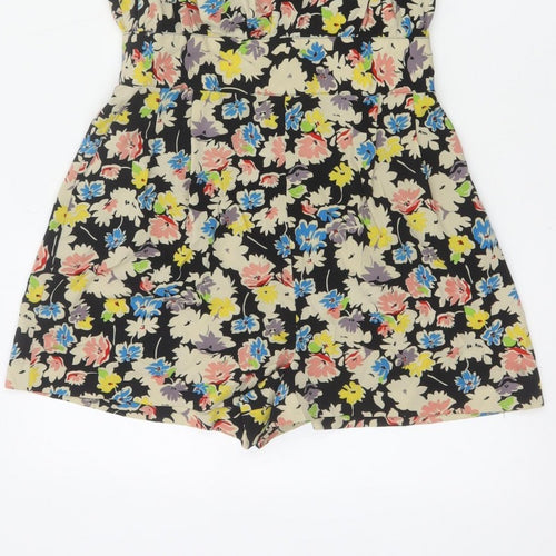 Topshop Women’s Multicoloured Floral Playsuit UK 12 Sleeveless Zip