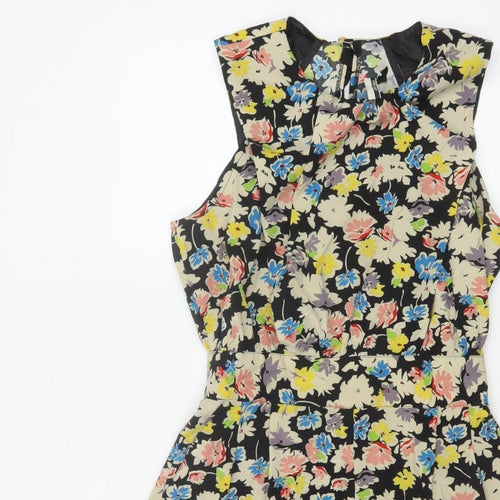 Topshop Women’s Multicoloured Floral Playsuit UK 12 Sleeveless Zip
