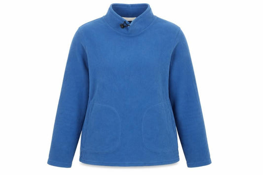 Front view of Marks & Spencer Women’s Blue, size UK 8, Fleece High Neck Pullover Sweatshirt
