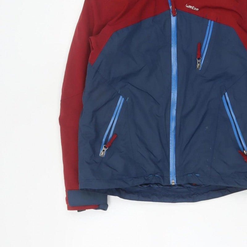 Wedze Boys Red Blue 12 Years Ski Jacket Hooded Full Zip
