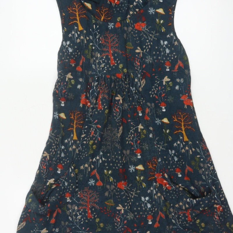 Apricot Women Blue UK 12 Fit & Flare Cowl Neck Woodland Dress