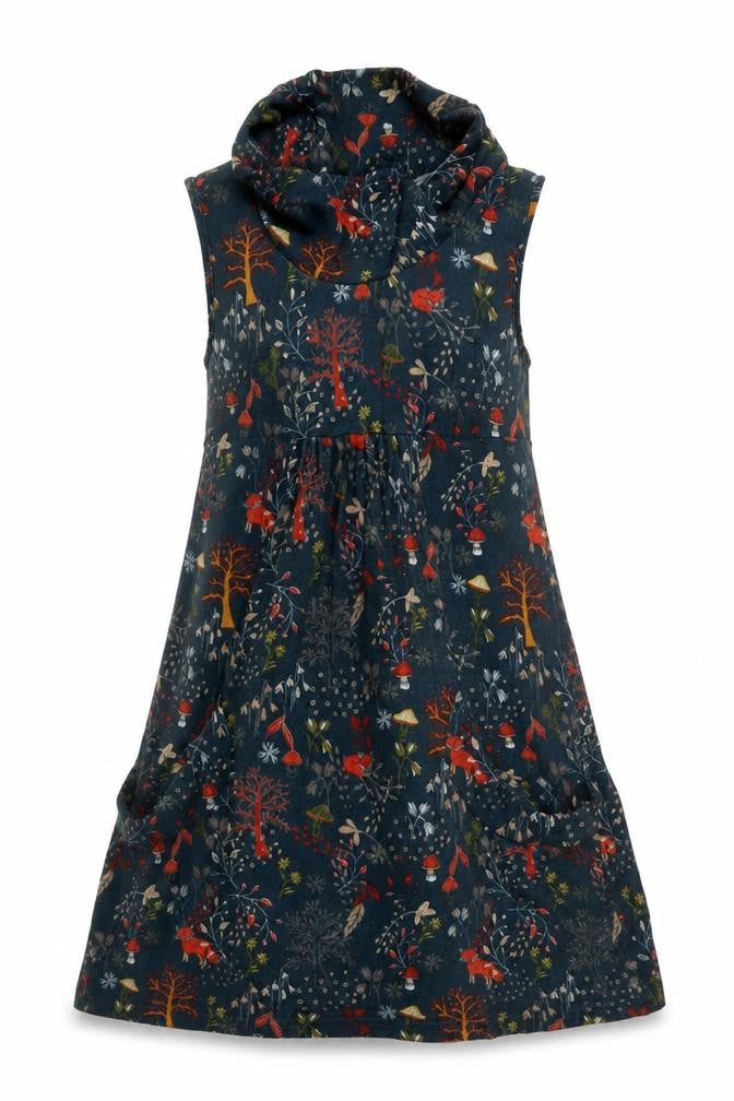 Front view of Apricot Women Blue UK 12 Fit & Flare Cowl Neck Woodland Dress
