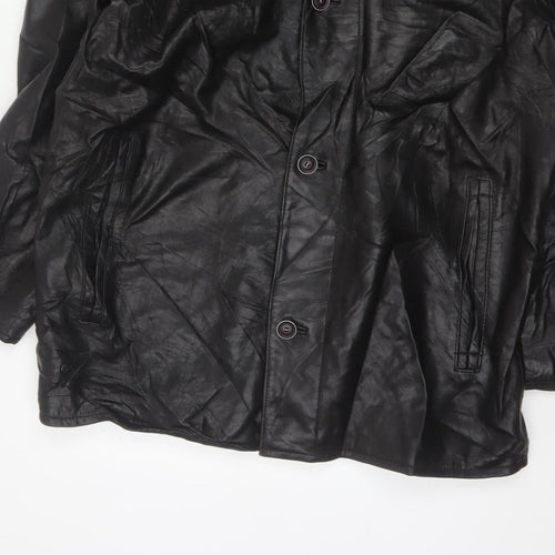Trapper Men’s Black Leather Jacket UK 44 EU 54 Mid-Length Lined