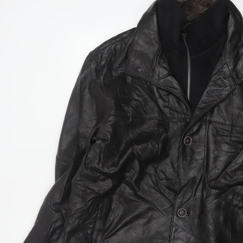 Trapper Men’s Black Leather Jacket UK 44 EU 54 Mid-Length Lined