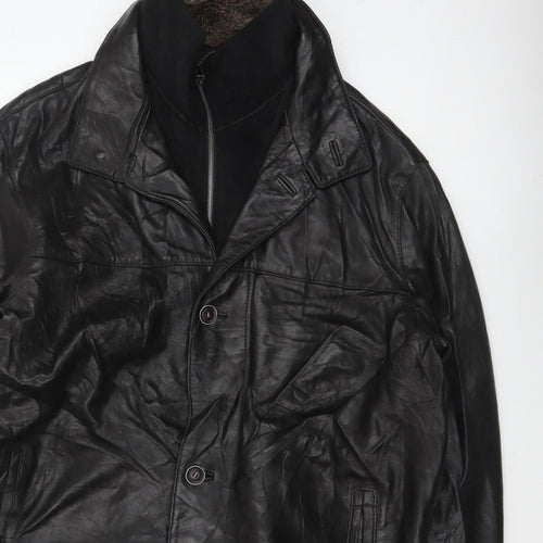 Trapper Men’s Black Leather Jacket UK 44 EU 54 Mid-Length Lined