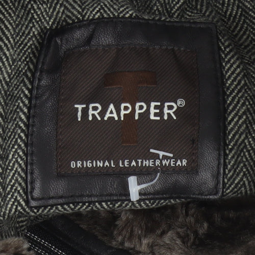 Trapper Men’s Black Leather Jacket UK 44 EU 54 Mid-Length Lined