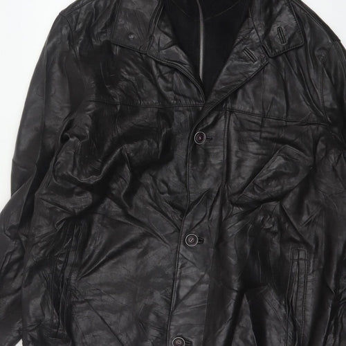 Trapper Men’s Black Leather Jacket UK 44 EU 54 Mid-Length Lined