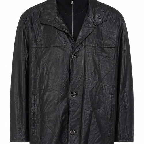 Trapper Men’s Black Leather Jacket UK 44 EU 54 Mid-Length Lined